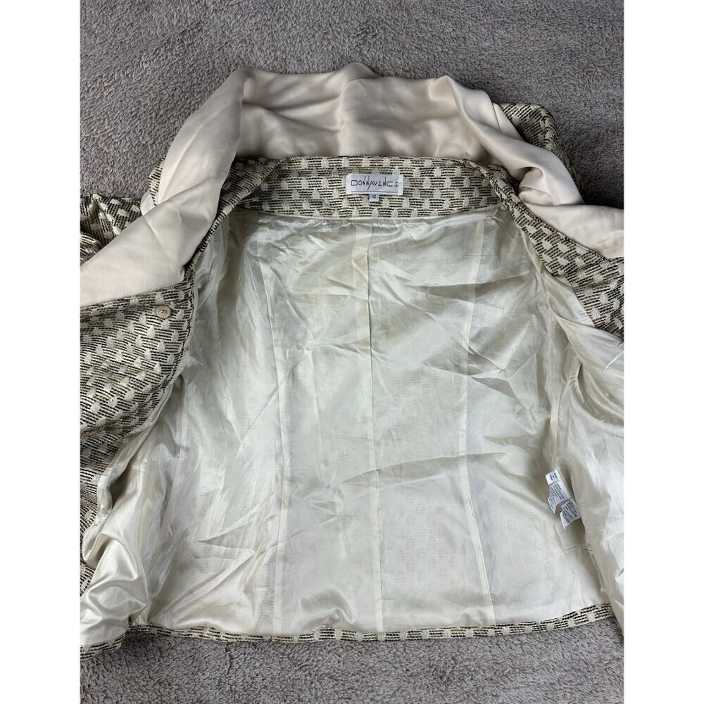 Donna Vinci Champagne Gold Church Suit Jacket Floral Rosette Jewel Button Sz 12 - Picture 14 of 16